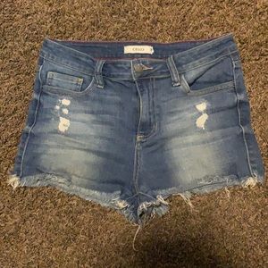 Stone Wash Destructed Cello Shorts
